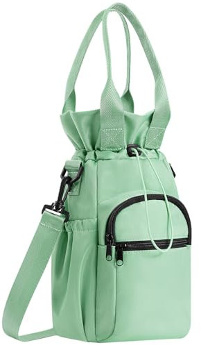 Water Bottle Carrier Bag, Water Bottle Holder with Adjustable Shoulder Strap, 1L and 2L Insulated Water Bottle Sling Pouch Sleeve with Phone Pocket for Walking Hiking Camping Travelling (Green)