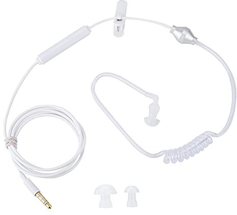 plplaaoo Spy Ear Piece Toys Security Headset Earpiece Agent Spy Earpiece Kostüm Prop, Ersatz-Akustikrohr Für IOS Für Android Radio Audio Headsets(Weiß)