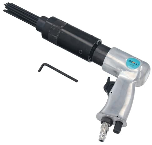 GEPCO Dérouilleur à aiguilles à air comprimé avec tête d'aiguille avec 19 aiguilles Ø 3 mm Marteau pneumatique Pistolet à aiguilles 4000 tr/min