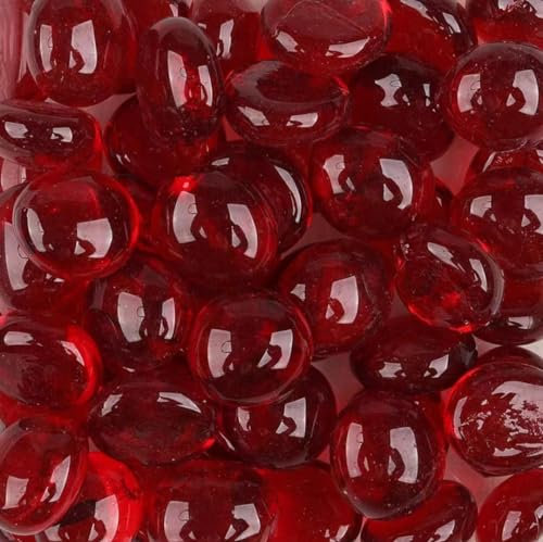 200g Galets de Verre,Cailloux de Verre,Pierres et Galets en Verre,Carreaux de mosaïque en verre pour Le Remplissage de Vase Artisanal d’Art décoratif à la Maison, Rouge