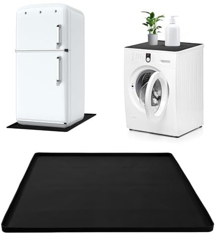 Refrigerator Mat, 23.62x23.62 Inch Mini Fridge Silicone Mat with Raised Edge Washable Under Fridge Carpet Drip Pan Multifunctional Refrigerator Floor Protector Freezer Mat Pads Prevent Water Leaks