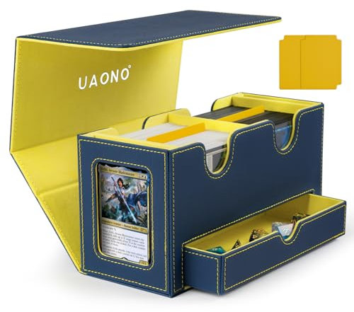 UAONO MTG Deck Box - Caja de Almacenamiento de Tarjetas Dobles Con 2 Pantallas de Comandante y Bandeja de Dados, Capacidad Para Más de 200 Tarjetas, Organizador