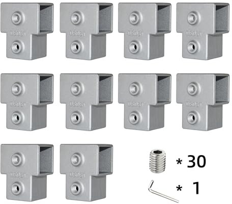 10Pack 3 Way for 1 inch Square Tube, Aluminum Joint, Handrail Guardrail Fitting,Shelving,Plant stand, Storage rack Clamps