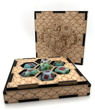 Printable Adventure Würfelbox mit Würfelschale – Holz Filz für D&D und RPG Würfel – Dungeons & Dragons Gaming Zubehör - Spieleleiter