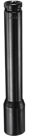 sourcing map Deep Impact Socket 1/2 Square Drive by 24mm Metric 6 Point Socket 200mm (8) Extra Long High Carbon Steel Flip Socket for Home Auto Hex Nuts Bolts Repair, Black