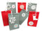 Frau WUNDERVoll® DIY Adventskalender zum Befüllen Weihnachtszeit, Blockbodenbeutel 12(L) x7(B) x24(H) cm matt rot/grau mit Holzanhängern, Ziffern pastell/grau/Weihnachten, Papiertüten, Kinder