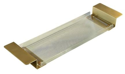 Organizador de bañera con divisor de bandeja extensible, bandeja expandible para accesorios de baño, organizador de almacenamiento con alfombrilla antideslizante de 8.6 a 27.5 pulgadas