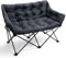 EVER ADVANCED Campingstuhl Klappbar für 2 Personen Faltsofa 320KG Belastbar, Luxus Klappstuhl XXL 2 Sitzer, Campingsofa Dick Gepolstert Hohe Lehne Extra Lang für Outdoor Garten Balkon Indoor,Schwarz