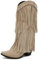 JZWBLDS Donne Faux Suede Mid Calf Cowboy Stivali Basso Tacco Tacco Tassel Stivali,Beige,43 EU