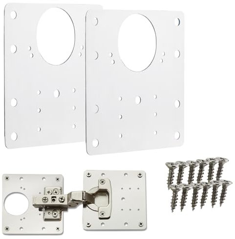 SOTECH 2 x Topfband Reparaturplatten Edelstahl 90 x 90 x 0,53 mm, Reparaturset für Topfbänder mit Ø35 mm, Schrankscharnier Topfscharnier