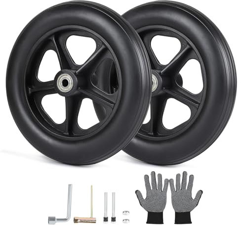 DBREAKS Ersatzrad Rollator Vorderräder, 2 Stück Solide Ersatzräder, 180mm Vorderrad für Rollstühle, Rollatoren, Gehhilfen, Radersatz(Schwarz)