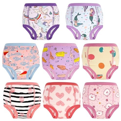 MOEMOE BABY Potty Training Pants,Toddler Training Pants,Potty Training Underwear,Toilet Training Pants Reusable Training Pants,Purple Cat,8 pack,5 Years