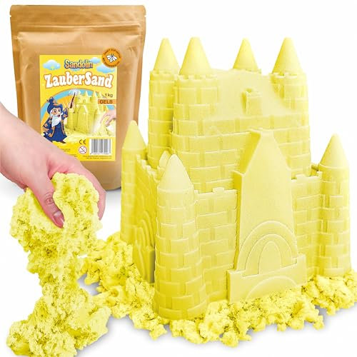 Sandolin Kinetischer Sand - Zaubersand mit natürlichem Bienenwachs, 1kg (Gelb)