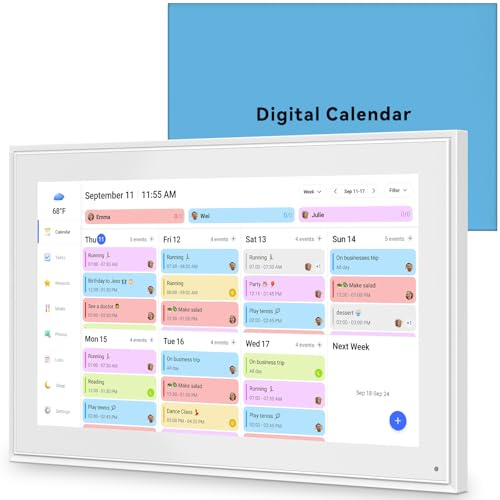 Digitaler Kalender, 39,6 cm, Touchscreen, Aufgabendiagramm, 32 GB, elektronischer Kalender + intelligenter Familienplaner, Wand- und Schreibtischmontage, Geschenke für Frauen und Männer