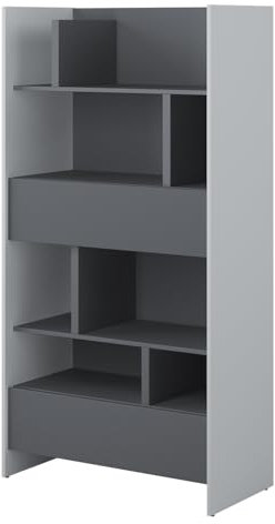 MEBLINI Wohnzimmerschrank für Schrankbett Bed Concept - Hochschrank mit Regalen, Fächern und Schubladen - BC-28 - Grau/Graphit