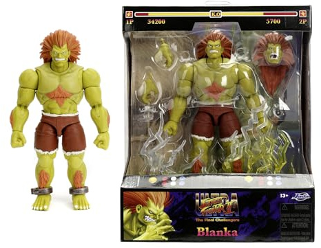 Jada Toys Street Fighter Figur Blanka (19 cm) - bewegliche Sammel- und Actionfigur aus Street Fighter 2: The Final Challengers, mit alternativem Kopf, Händen und Zubehör, ab 13 Jahre