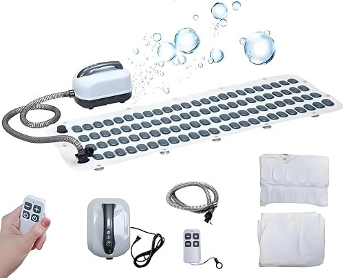 Tapis Bain Massage Pour Surf À Domicile, Appareil Bain Moussant Pour Corps, Baignoire À Tapis À Bulles, 6 Niveaux D'Ajustement, Pompe À Air Puissante, Pour Relaxation Corporelle Complète ,124cm