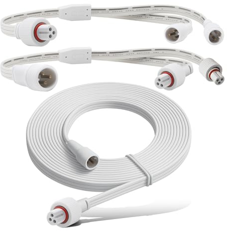 Verlängerungskabel für Außenbeleuchtung, Verlängerungskabel für Govee Dauerbeleuchtung, Verlängerungskabel mit Y-Verteiler, IP68 wasserdichtes Stromkabel für Terrasse, Garten, Dachdekoration, 100 m