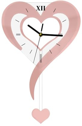 KESOTO Orologio da Parete a Forma di Cuore, Elegante Orologio da Parete in Acrilico, Movimento Silenzioso, Arredamento per La Casa, Rosa