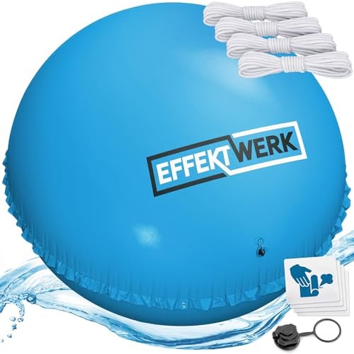 EffektWerk - Poolkissen für den Winter - 3m Riesiges Aufblasbares Luftkissen/EIS-Ausgleicher für Aufstellpools mit 5m Seil, Flicken und Ventilkappe