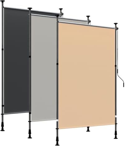 HOMEDEMO Tenda da Sole verticale con manovella regolabile, Tende da sole per esterno senza foratura, Altezza Regolabile, Impermeabile e Anti-UV, per Balcone e Terrazzo, 150x(220-310) cm, Cachi