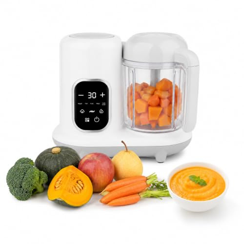 Robot mezclador para beber, robot de cocina multifunción bebé, pantalla táctil LED, esterilización y limpieza automática, para purés de bebé DIY (blanco C)