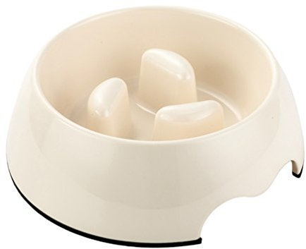 Jitong Gamelle d'alimentation Lente pour Chien Chat Fun Feeder Bol d'Alimentation Anti Glouton Bowl pour Pet (Blanc, L)