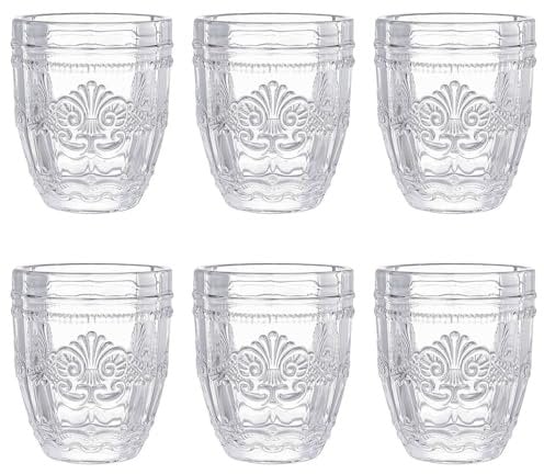 BUTLERS Trinkgläser 6er Set 250ml -VICTORIAN- Wassergläser in Vintage Design | Retro Gläser in bunten Farben mit Prägung | spülmaschinenfestes Trinkgeschirr ideal für Wasser, Saft, Cocktails