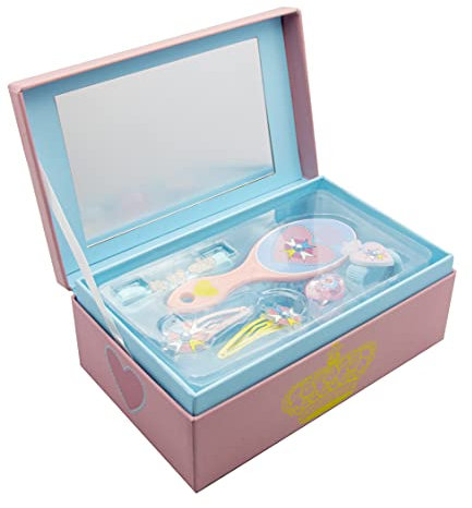 Joy Toy Prinzessin HERZENS Orden Schmuckschatulle mit Accessoires: 2 Haarspangen, 1 Ring, 1 Zöpfchenhalter, 1 Armband, 1 Haarbürste 18x11,5x7 cm