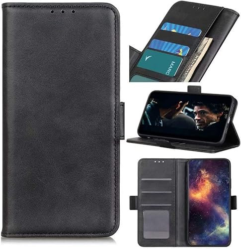 Klapphülle Schutzhülle für Samsung Galaxy A50 Flip Case Cover, Magnetverschluss, Standfunktion, mit Karten und Geldfächer, Tasche Stoßfeste Etui (Schwarz)