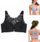 Floral Comfort Rose Bra, Women's Front Closure Bra Lace Back Push Up Non Padded Wirefree Bralette Bra (Black,42/95E)