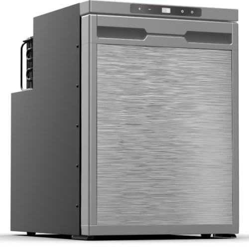 Shield Autocare 43L DC 12/24V/240v Campervan Caravan Motorhome Compressor Refrigerator Fridge Freezer with Surround Frame Black Silver (Silver)
