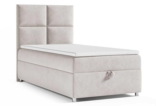 Best For Home Trinity K2 Boxspringbett Single Mit Matratze, Topper und Bettkasten | 100x200 Einzelbett | Polsterbett - Bonellfederkern - Lieferung an die Bordsteinkante