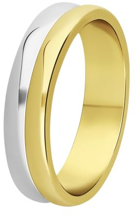 Lucardi - Damen Silberner Ring 2-farbig - Ring - 925 Silber - Silber und Gelbgold legiert - 16.5/52 mm - Nickelfrei