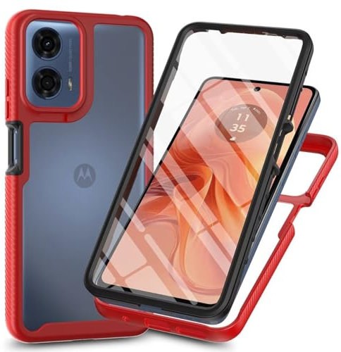 Bnvdfre Funda para Motorola Moto E14 / G24 / G04 funda y cristal blindado con protector de pantalla integrado a prueba de golpes funda protectora 360 grados protección completa TPU silicona Case para