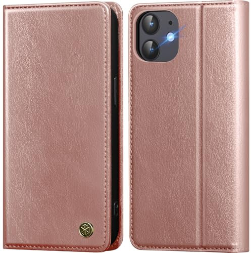 GUCASBE Handyhülle für iPhone 12 Hülle iPhone 12 Pro Hülle Premium PU Lederhülle Wallet Flip Case mit Magnet Kartenfach Standfunktion RFID Schutzhülle Klapphülle für iPhone 12/12 Pro, Rosa