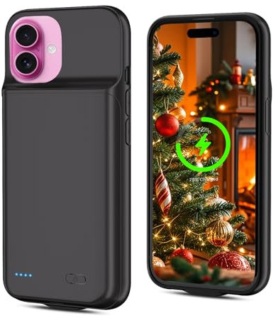 [7000mAh] Battery Case for iPhone 16 Plus,New Upgrade High Capacity Rechargeable Charging Case, Protective Portable Smart Backup Charger Cover for iPhone 16 Plus(1 Pack) Black