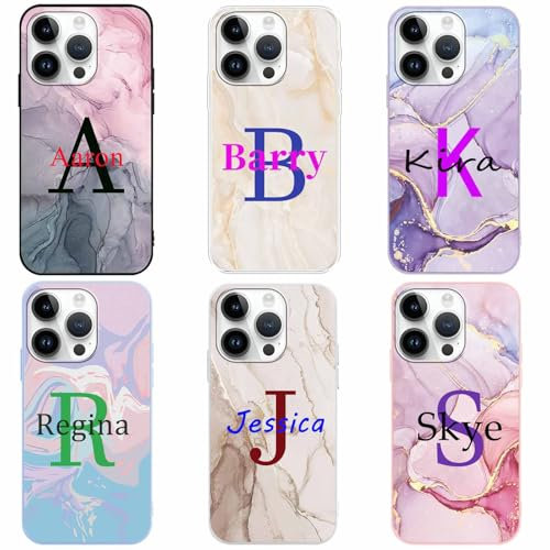 Yoedge Personalized Phone Case for iPhone 11 Pro Max 6.5, Customized with Name Text Abbreviation Designed Protective Cases, Soft TPU Silicone Shockproof Custom Cover, for Girls Women，Blue