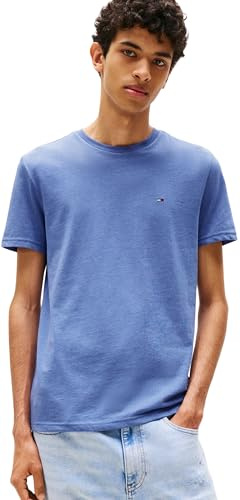Tommy Jeans Herren T-Shirt Kurzarm Tee Rundhalsausschnitt, Blau (Soft Sapphire Htr), L