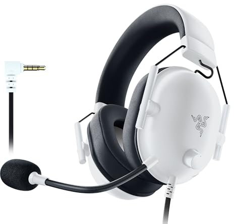 Razer BlackShark V2 X (Playstation) - Auriculares e-Sports con Cable para Consola PS 5 (250g, micrófono cardioide, transductores de 50mm, cancelación pasiva del Ruido, Conector de 3,5mm) Blanco