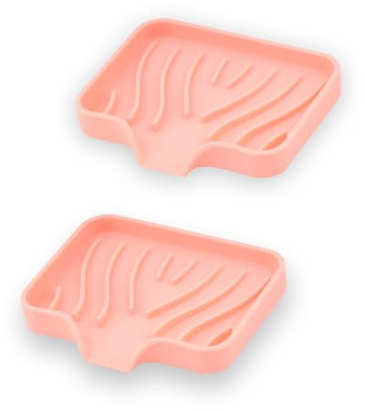 YoHyien 2 Stück Silikon Seifenschale mit Ablauf, Seifenschale Dusche, Seifenhalter Badewanne, Seifenablage Waschbecken, Seifenschalen für Badezimmer, Küche und Zähler (Rosa)