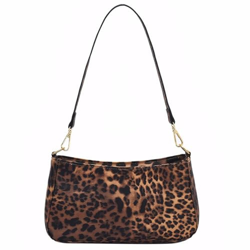 BelleFlair Umhängetasche Damen im Leopardenmuster, Kleine Handtasche mit Leo Muster, Klassische Schultertasche als Everyday Bag, Retro Clutch Tasche für Abend und Alltag, Damen Handtaschen