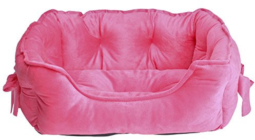 Zaote Lit d'Animal Domestique pour Chien Chat - Panier Corbeille Coussin Maison Amovible avec Joli Nœud Papillon