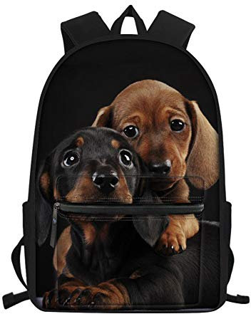Showudesigns Animal Print Backpack School Bags Dog Dachshund Print Kids Boy Elementary Middle School Small Travel Hiking Sports Bookbags Durable