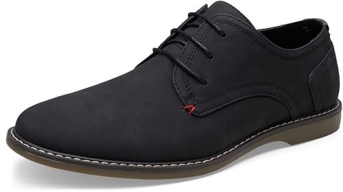 Jousen Men's Oxford Suede Business Casual Dress Shoes Plain Toe Oxfords Classic Formal Derby Shoes (AMY615 Black 10.5)