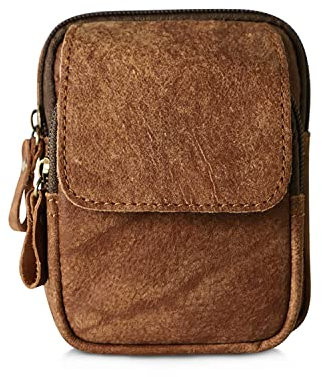 FANDARE Sac de Ceinture Sacoche Ceinture Sac Banane Cuir Sac Multifonctionnel Imperméable pour Sports Escalade Jogging Randonnée Voyage Garçon Marron A