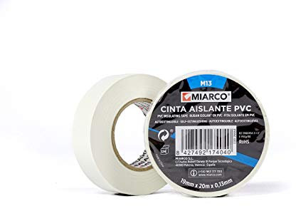 MIARCO 26664 - Cinta aislante de PVC M13 Blanco 19mm x 20m x 0,13mm