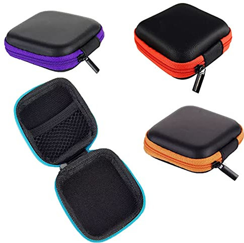 4 Stück Kopfhörer Tasche, Universal Tasche, für in-Ear Kopfhörer mit Netzfach, Klein Platz kopfhörer-Tasche Mini Hardcase, Aufbewahrungsbox für in Ear Ohrhörer, MP3Player, Schutztasche