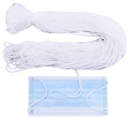 MINASAN 100 Meter Gummiband zum Nähen Gummilitze Breite 3mm Gummikordel Dünn Gummibänder für DIY, Schwarz (Weiß, 100m)