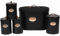 Denny International 5PC Kitchen Food Storage Set Bread Bin, Biscuit Tin and Tea, Coffee & Sugar Canister Set, Vintage Classic Inspired Metal Storage Set (Black)